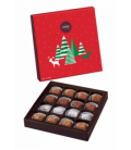 Boîte carrée assortiment de 16 truffes Couvercle Noël