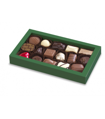 Boîte rectangulaire garnie de 16 chocolats Couvercle Noël