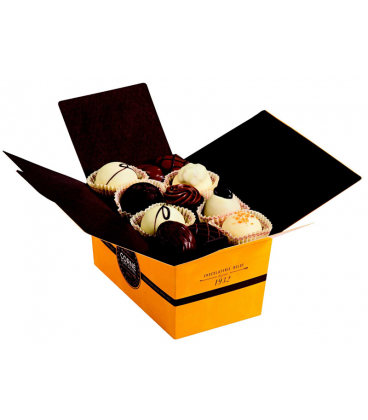 Ballotin 33 chocolats assortis avec crème Papier Jaune et ruban marron